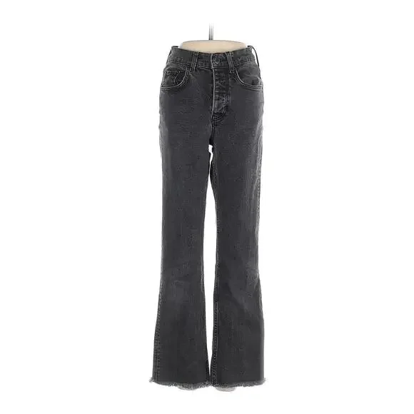 Anine Bing Button Front Black Cropped Flare Jeans – Size 24 - Picture 1 of 4